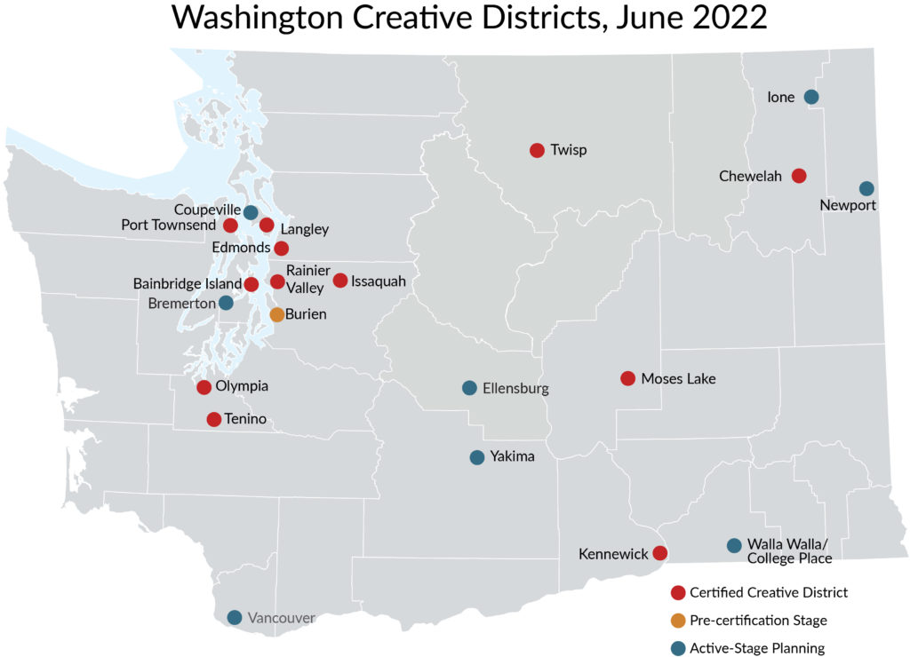 map fo Washington Creative Districts